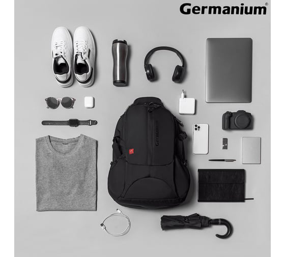 Рюкзак GERMANIUM S-02 с отделением для ноутбука, усиленная ручка, черный, 47х31х16 см, 226948