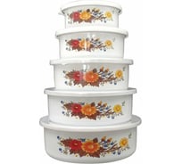 Набор из 5 эмалированных мисок с крышками Mallony FAMILIA 008764