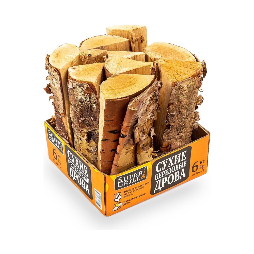 Сухие березовые дрова SuperGrill 6 кг ДРОВ_2001 - выгодная цена, отзывы ...