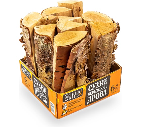 Сухие березовые дрова SuperGrill 6 кг ДРОВ_2001