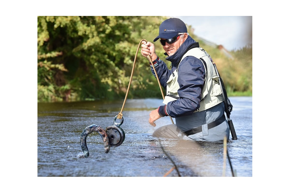 Поисковый двухсторонний магнит Forceberg F120х2, сила сцепления 150 кг ...