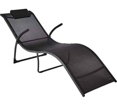 Складной садовый шезлонг GoGarden ACADIA 183x55x70 см, черный 50312
