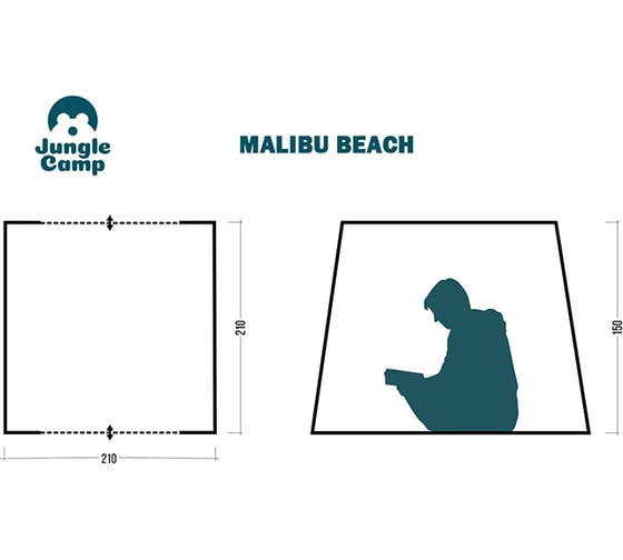 Пляжный тент Jungle Camp Malibu Beach, 210х210х150 см, синий 70862