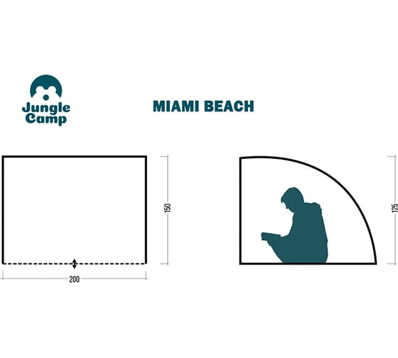 Пляжный тент Jungle Camp Miami Beach, 200х150х125 см, синий 70865