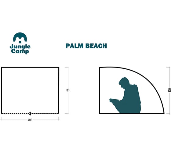 Пляжный тент Jungle Camp Palm Beach, 210x125x120 см, синий 70868