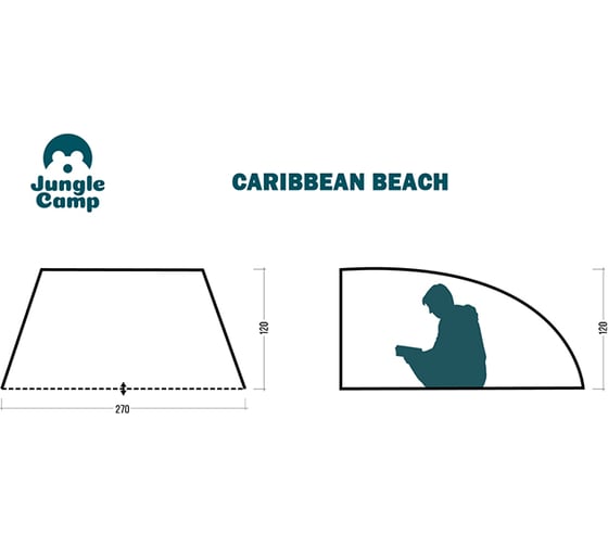 Пляжный тент Jungle Camp Carribean Beach, 270х120х120 см, синий 70866