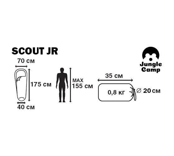 Спальный мешок Jungle Camp Scout JR, левая молния, цвет зеленый/серый 70940