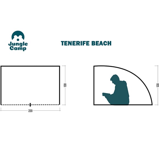 Пляжный тент Jungle Camp Tenerife Beach, 220х130х120 см, синий 70867