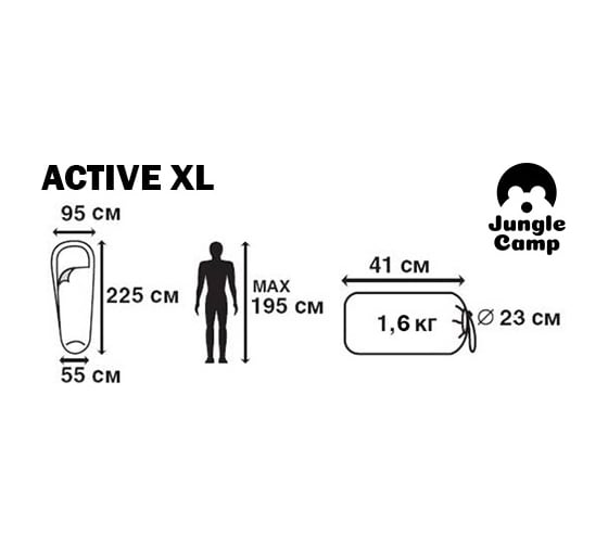 Спальный мешок Jungle Camp Active XL, левая молния, цвет синий/серый 70944