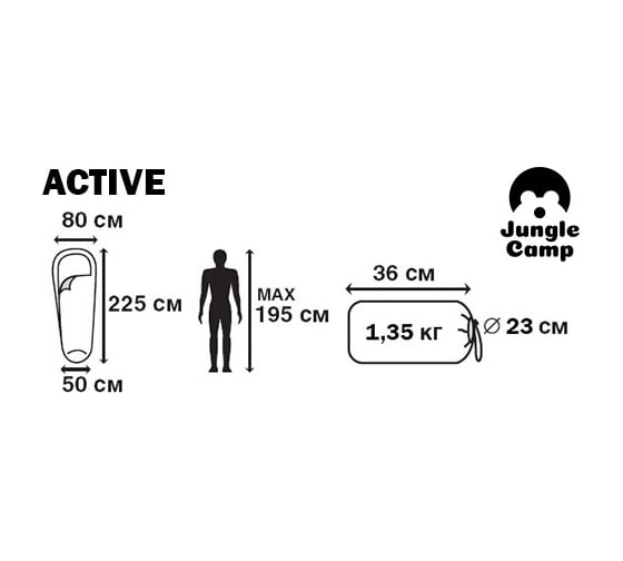 Спальный мешок Jungle Camp Active, левая молния, цвет синий/серый 70943