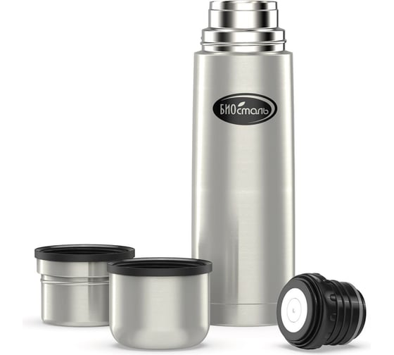 Термос Biostal 0.75 литра, 2 чашки, стальной NB-750K2