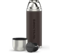 Термос Biostal Охота 1 литр, с кожаной вставкой, коричневый NYP-1000P