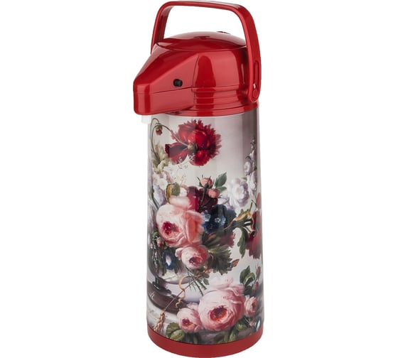 Термос Agness STILL LIFE со стеклянной колбой и помпой, 1.9 л 910-662