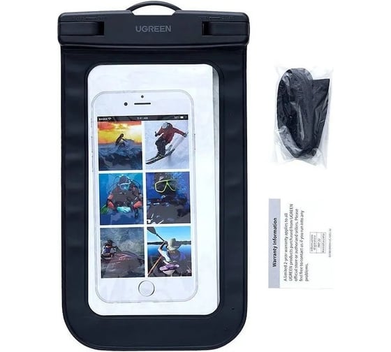 Водонепроницаемый чехол для телефона Ugreen LP716 (45181) Waterproof Phone Pouch. Цвет: черный (защелка) 45181_