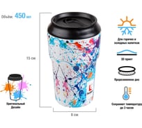 Термокружка PERFECTO LINEA 450 мл, нержавеющая сталь, bright splash, серия 3D 27-450102