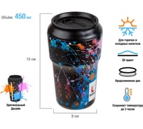 Термокружка PERFECTO LINEA 450 мл, нержавеющая сталь, dark splash, серия 3D 27-450103