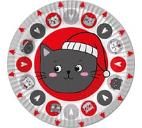Набор бумажных тарелок ND Play Серые котики, 6шт d=180мм 314036