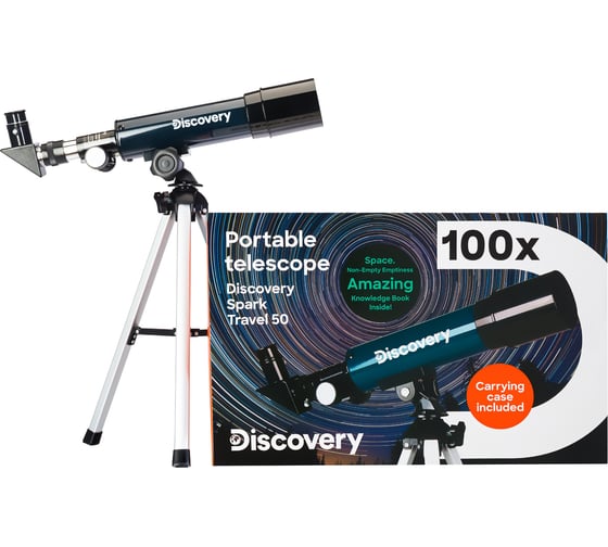 Телескоп Levenhuk Discovery Spark Travel 50 с книгой 78741