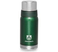 Термос с узким горлом и глухой пробкой Арктика со съемным ситечком, 2 накручивающиеся чашки в комплекте, 0.5 л, зелёный 106-500С-GN