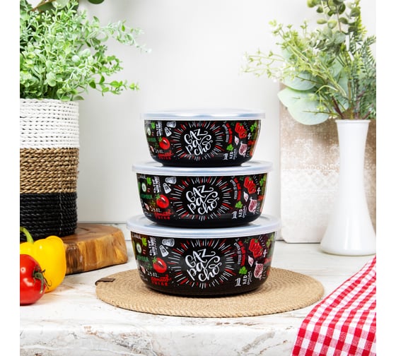 Набор мисок appetite эмалированных 3предмета Gazpacho пласт/кр 1DM47PL
