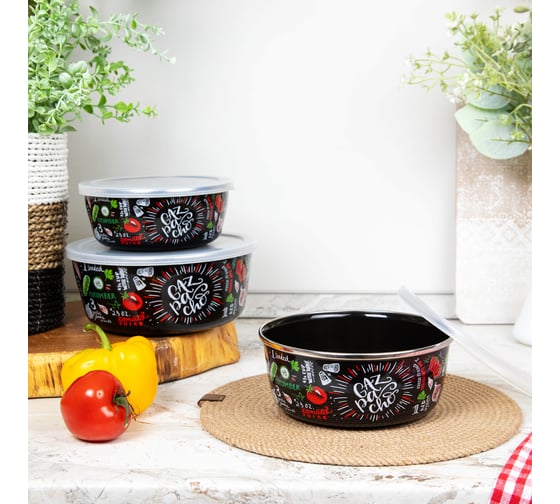 Набор мисок appetite эмалированных 3предмета Gazpacho пласт/кр 1DM47PL