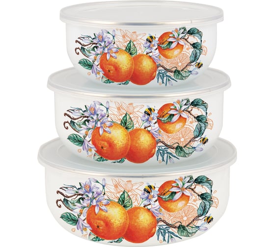 Набор мисок appetite эмалированных 3предмета Orange fruit пласт/кр BW01-O 1