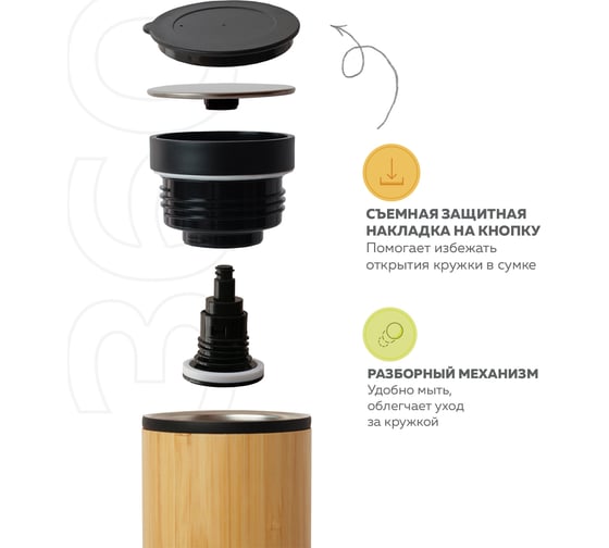 Термокружка Santai Living To-Go 360 из бамбука и стали, 400 мл, в тубусе SL-8618-29