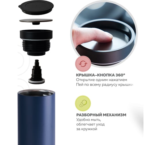 Термокружка Santai Living To-Go 360 из стали, 450 мл, синяя SL-8618-10