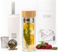 Термокружка Santai Living ECO GLASS из стекла с бамбуковой крышкой и заварником, 350 мл SL-8618-41