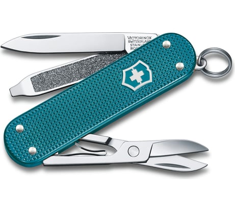 Нож-брелок Victorinox Classic SD Alox Colors Wild Jungle 58 мм, 5 функций, тёмно-бирюзовый 0.6221.242G