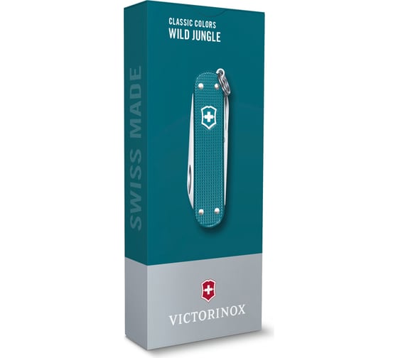 Нож-брелок Victorinox Classic SD Alox Colors Wild Jungle 58 мм, 5 функций, тёмно-бирюзовый 0.6221.242G