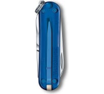 Нож-брелок Victorinox Classic SD Colors Deep Ocean 58 мм, 7 функций, полупрозрачный синий 0.6223.T2G