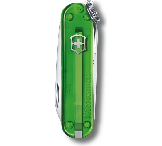 Нож-брелок Victorinox Classic SD Colors Green Tea 58 мм, 7 функций, полупрозрачный зелёный 0.6223.T41G