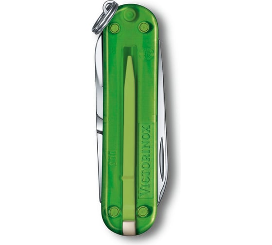 Нож-брелок Victorinox Classic SD Colors Green Tea 58 мм, 7 функций, полупрозрачный зелёный 0.6223.T41G