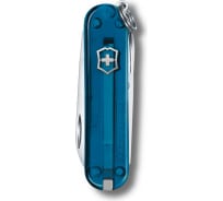 Нож-брелок Victorinox Classic SD Colors Sky High 58 мм, 7 функций, полупрозрачный синий 0.6223.T61G