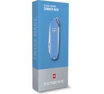 Нож-брелок Victorinox Classic SD Colors Summer Rain 58 мм, 7 функций, голубой 0.6223.28G