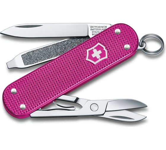 Нож-брелок Victorinox Classic SD Alox Colors Flamingo Party 58 мм, 5 функций, лиловый 0.6221.251G