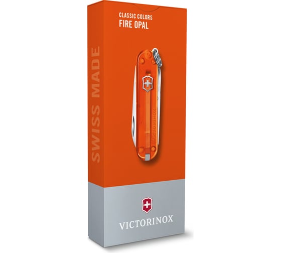 Нож-брелок Victorinox Classic SD Colors Fire Opal 58 мм, 7 функций, полупрозрачный оранжев 0.6223.T82G