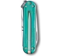 Нож-брелок Victorinox Classic SD Colors Tropical Surf 58 мм, 7 функций, полупрозрачный 0.6223.T24G