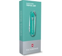 Нож-брелок Victorinox Classic SD Colors Tropical Surf 58 мм, 7 функций, полупрозрачный 0.6223.T24G