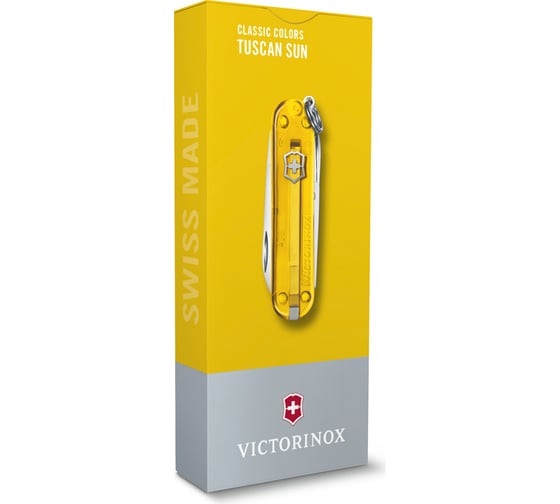 Нож-брелок Victorinox Classic SD Colors Tuscan Sun 58 мм, 7 функций, полупрозрачный жёлтый 0.6223.T81G