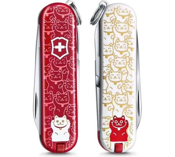 Нож-брелок Victorinox Classic Lucky Cat 58 мм, 7 функций 0.6223.L2106