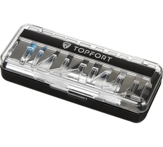 Набор ножей граверов Topfort  3 рукоятки металл+пластик SX01 + SX03 + SX033, +10 лезвий разных типов, SK5, пластиковый бокс на подложке 1960443