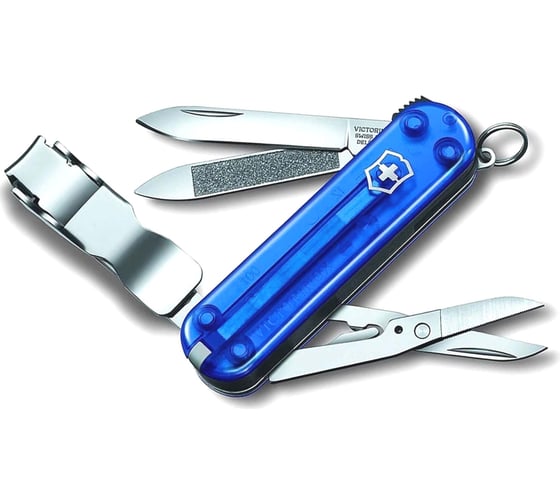 Нож Victorinox Classic Nail Clip 580, 65 мм, 8 функций, полупрозрачный синий 0.6463.T2