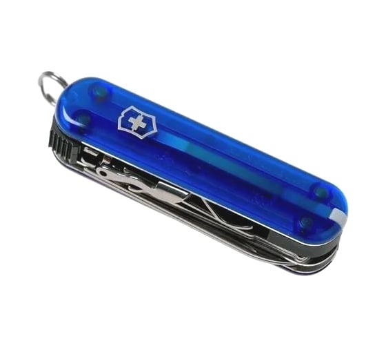 Нож Victorinox Classic Nail Clip 580, 65 мм, 8 функций, полупрозрачный синий 0.6463.T2