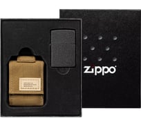 Набор Zippo: чёрная зажигалка Black Crackle + нейлоновый чехол ZIPPO 49401