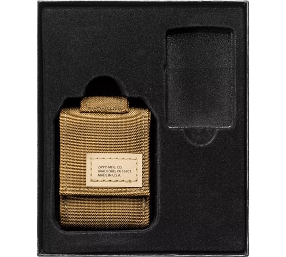 Набор Zippo: чёрная зажигалка Black Crackle + нейлоновый чехол ZIPPO 49401