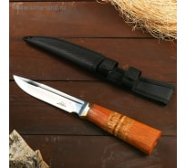 Охотничий нож Мастер К лезвие 14 см, в чехле, деревянная рукоять с пробковой вставкой 1297734