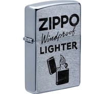 Зажигалка ZIPPO Windproof с покрытием Street Chrome, латунь/сталь, серебристая, 38x13x57 мм 49592