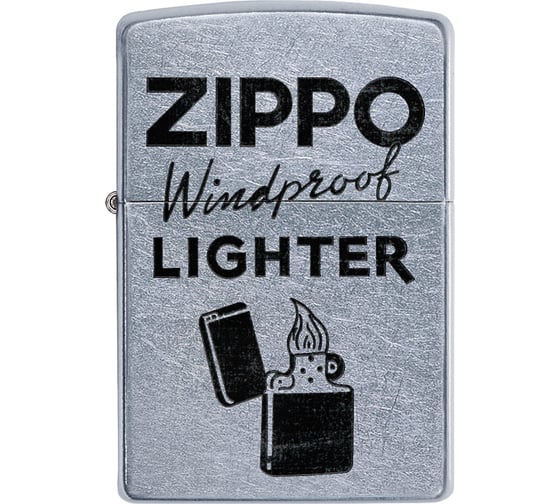 Зажигалка ZIPPO Windproof с покрытием Street Chrome, латунь/сталь, серебристая, 38x13x57 мм 49592
